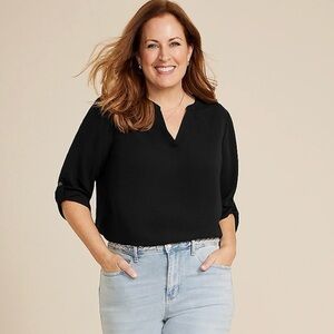 Maurices 3/4 Sleeve Popover Blouse